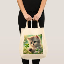 Adorable Kitten St. Patricks 4 feuilles Clover