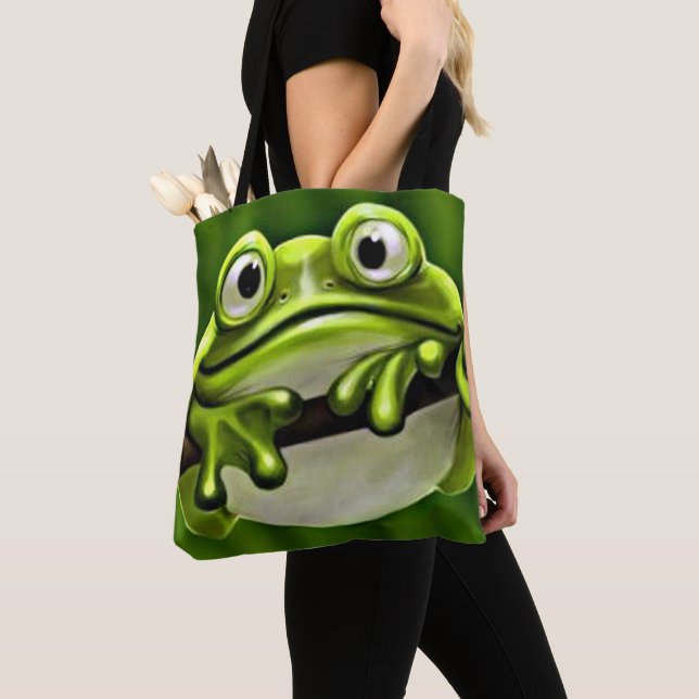 Tote Bag Adorable Mignonne Grenouille Verte Dans L'Arbre Ca (De près)
