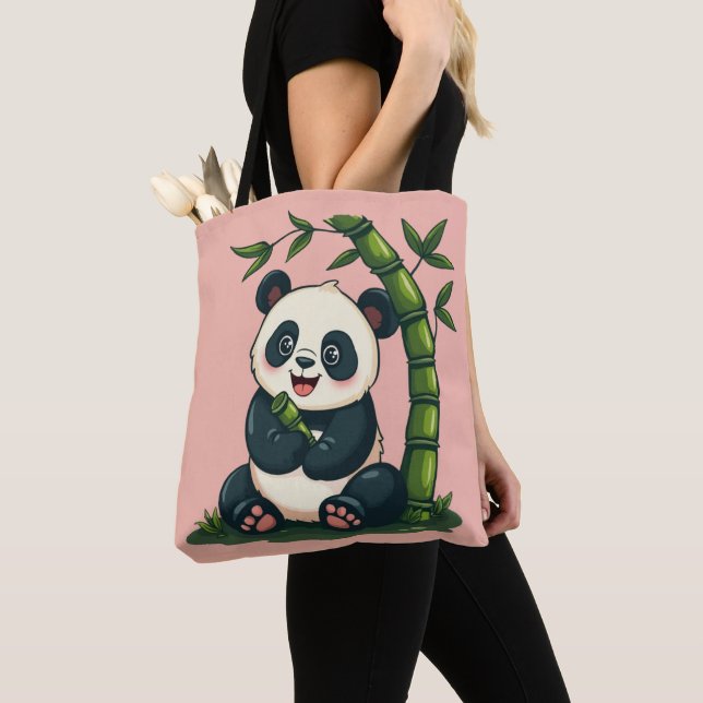 Tote Bag Adorable Panda Accrocher Bamboo Cute Cartoon Art (De près)