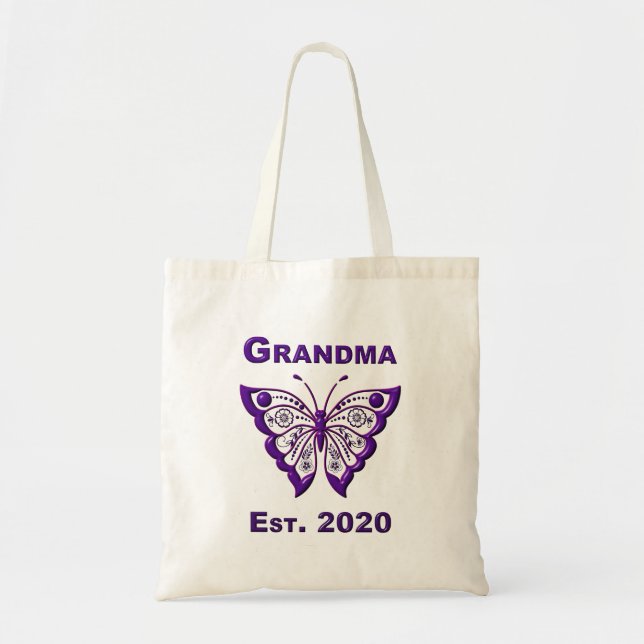 Tote Bag Adorable papillon grand-mère "Est 2020" (Devant)