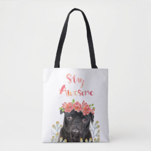 Tote Bag Adorable Séjour Awesome Carlin Aquarelle Couronne
