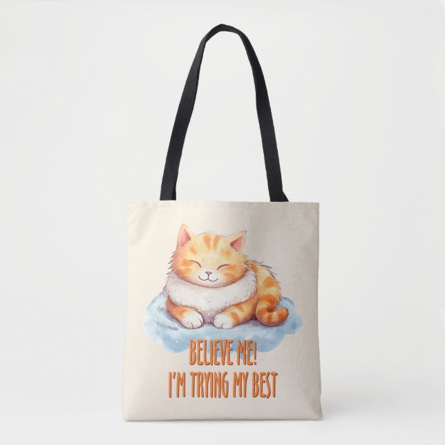 Tote Bag Adorable Tabby Orange Chat - Je tente mon meilleur (Devant)
