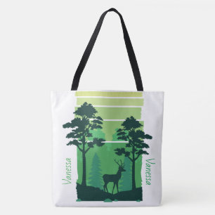 Tote Bag Adorables Cerf Dans Forêt Verte Custom