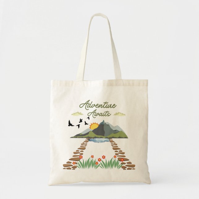 Tote Bag Adventure Attend Vert Et Brown (Devant)