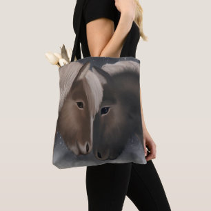 Tote Bag Affection arctique : Chevaux islandais en Embrac n