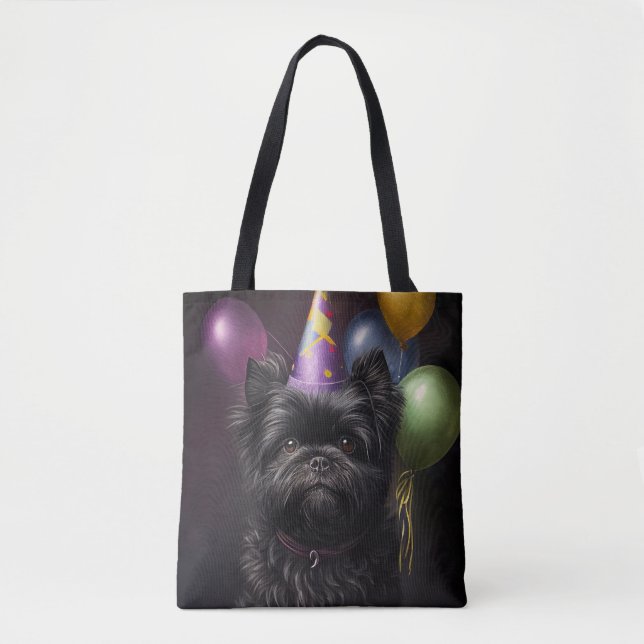 Tote Bag Affenpinscher Chien Ballons d'anniversaire (Devant)