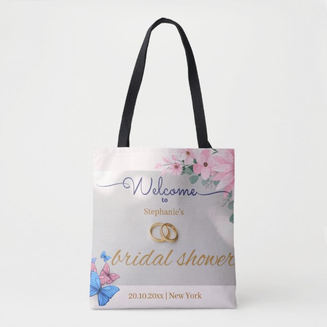 Tote Bag affiche de bienvenue pour une baby shower romantiq (Devant)