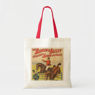 Tote Bag Affiche De Cirque De 2 Ponies Qui Saute Sur Un Obs