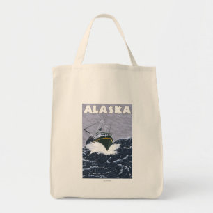 Tote Bag Affiche de Vintage voyage de bateau d'AlaskaCrab