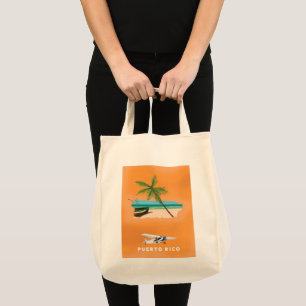 Tote Bag Affiche de voyage carte illustrée de Porto Rico.
