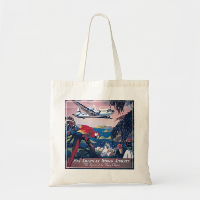 Tote Bag Affiche De Voyage D'Avion De Mer Survolant Les Car (Devant)