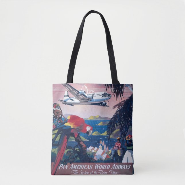Tote Bag Affiche De Voyage D'Avion De Mer Survolant Les Car (Devant)