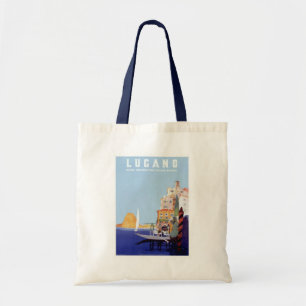 Tote Bag Affiche de voyage de Lugano vintage, Suisse