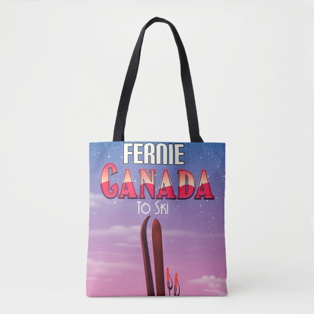 Tote Bag Affiche de voyage de ski de Fernie Canada. (Devant)