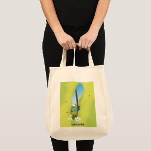 Tote Bag Affiche de voyage illustrée carte de Suède.