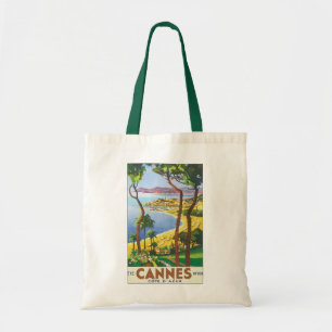 Tote Bag Affiche de voyage vintage, plage à Cannes, France