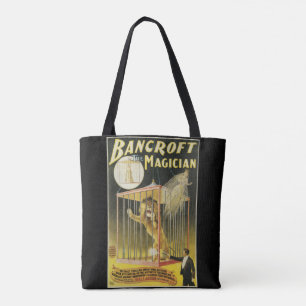 Tote Bag Affiche Magique Vintage, Magicien Bancroft et Lion
