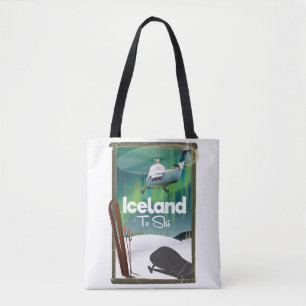 Tote Bag Affiche vintage de ski en Islande