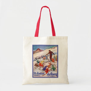Tote Bag Affiche vintage de ski, St Anton, Arlberg, le