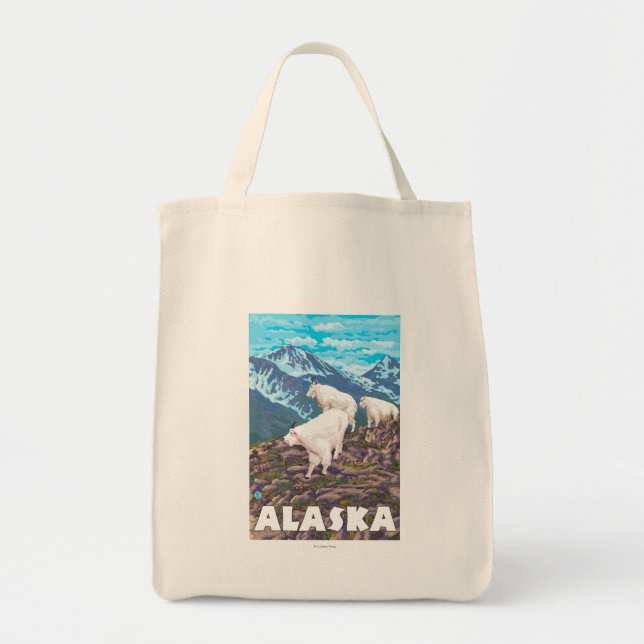 Tote Bag Affiche Vintage voyage de la chèvre de montagne de (Devant)