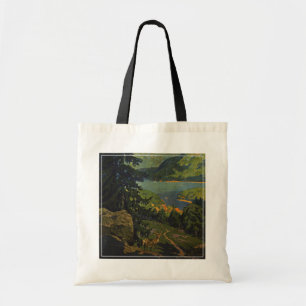 Tote Bag Affiche Vintage voyage Pour Les Montagnes Adironda