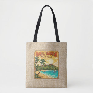 Tote Bag Affiches de voyage hawaïennes vintage - Oahu réver