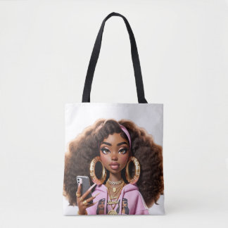 Tote Bag African American Baddie ,Beautiful girl Tote