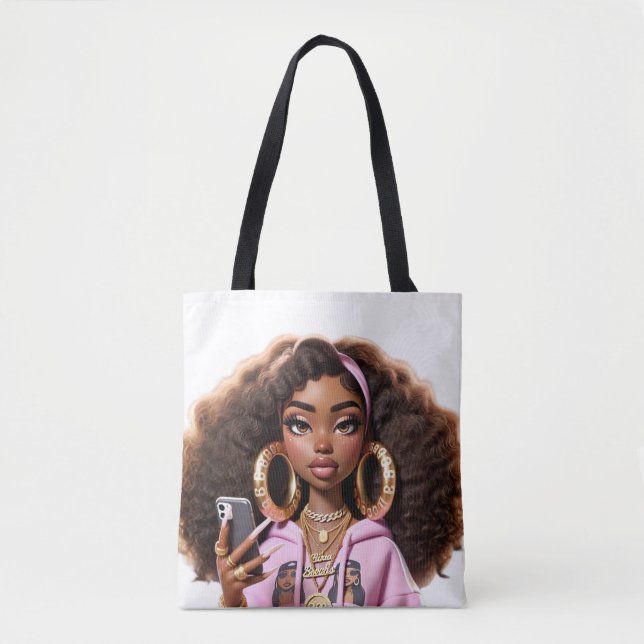 Tote Bag African American Baddie ,Beautiful girl Tote (Devant)