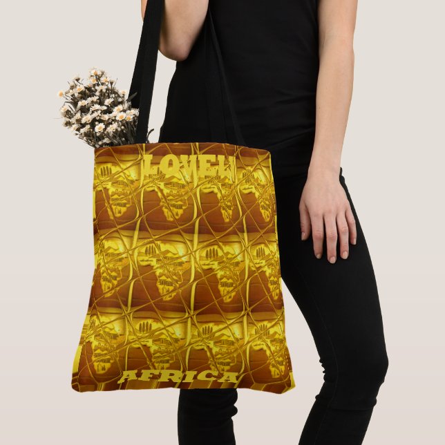 Tote Bag African Love Golden Yellow Art Motif Design (De près)