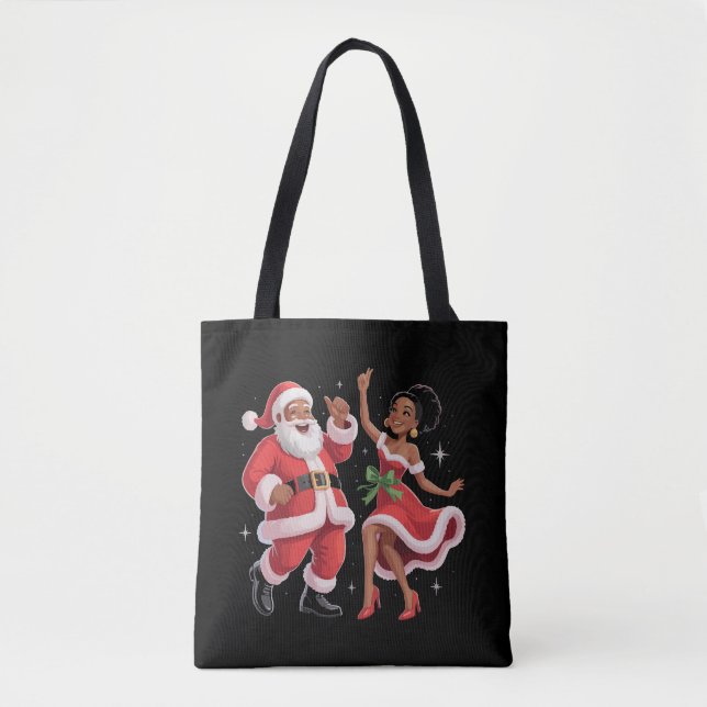 Tote Bag African Père Noël Mme Claus Dansant Noël américain (Devant)
