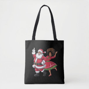 Tote Bag African Père Noël Mme Claus Dansant Noël américain