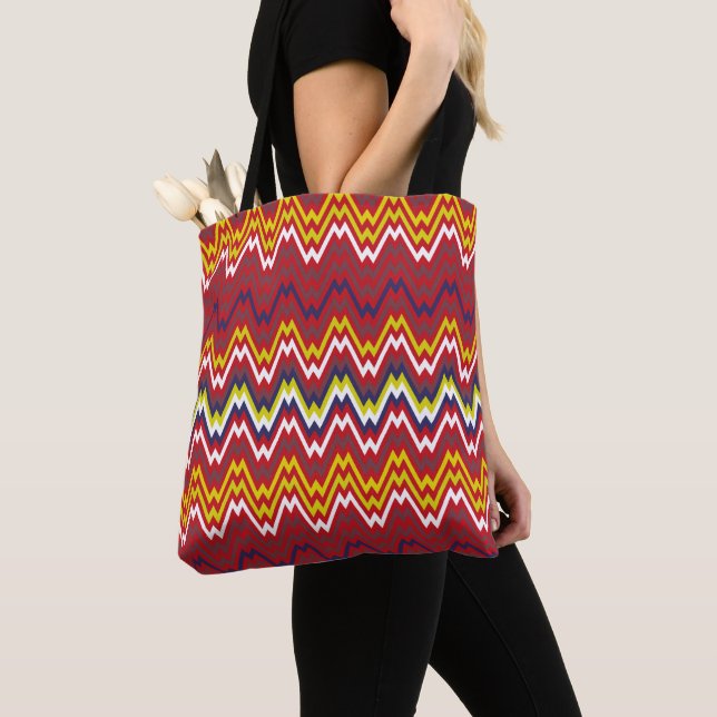 Tote Bag African Zigzag Chevron Weave Motif rayé (De près)