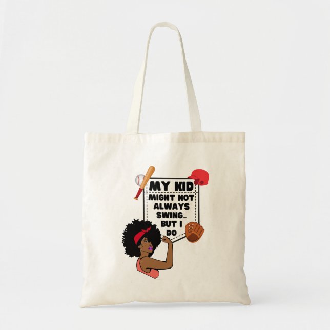 Tote Bag Afro Baseball Maman MON ENFANT PEUT NE PAS TOUJOUR (Devant)