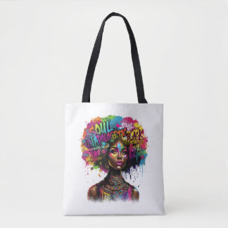 Tote Bag Afro Colorful Unapologetically Black Woman
