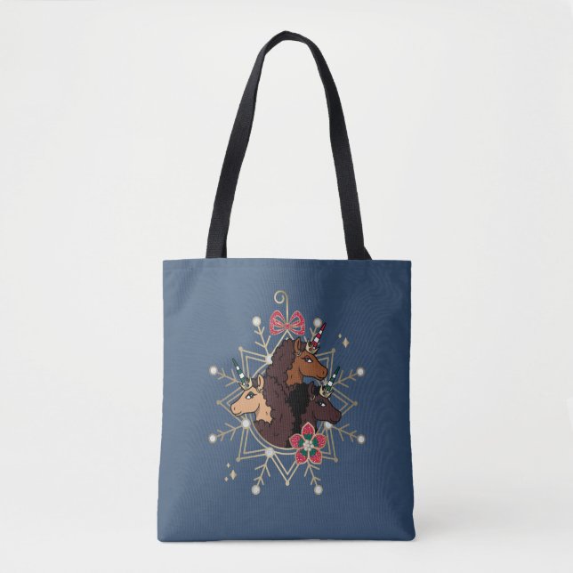 Tote Bag Afro Unicorn Festive Vacances Magique (Devant)