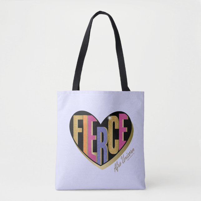 Tote Bag Afro Unicorn Fierce Heart Design (Devant)