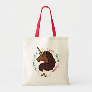 Tote Bag Afro Unicorn 'Tis Season Holiday Unicorn
