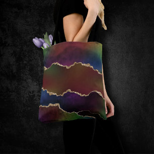 Tote Bag Agate foncé intense   Moody Rainbow Jewel Tone