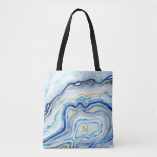 Tote Bag Agate II de cobalt du monogramme