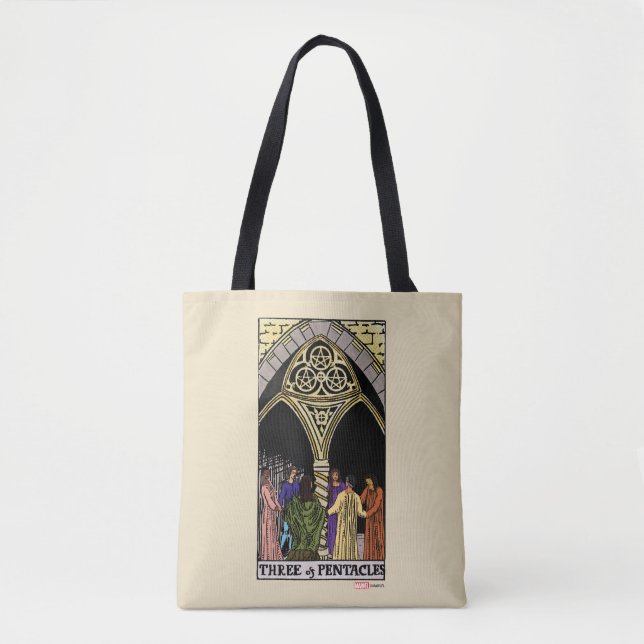 Tote Bag Agatha | Trois de Pentacles Tarot Graphisme (Devant)