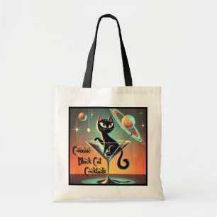 Tote Bag Âge atomique Futuriste de l'espace Noir Cat Martin