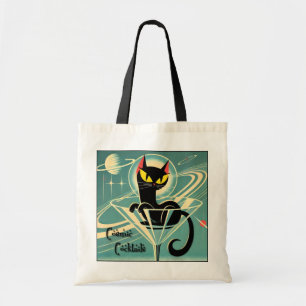 Tote Bag Âge atomique Futuriste de l'espace Noir Cat Martin