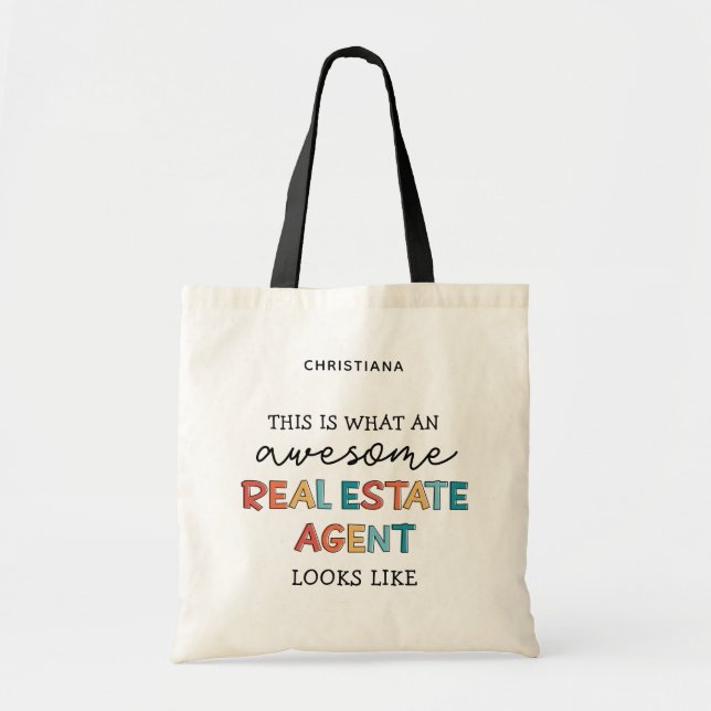 Tote Bag Agent Immobilier Personnalisé Drôle Awesome Réalis (Devant)