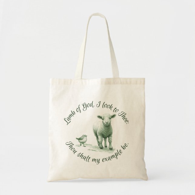 Tote Bag Agneau de Dieu Je regarde vers l'Hymne lyrique (Devant)