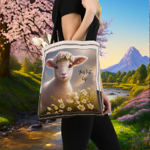 Tote Bag Agneau en ressort avec fleurs