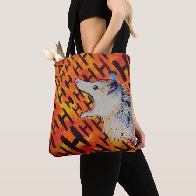 Tote Bag AHH Crier anxiété possum (De près)