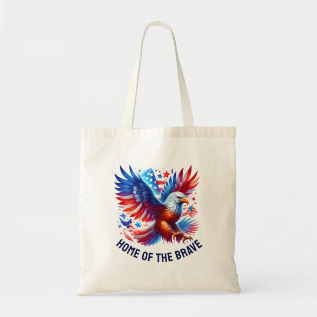 Tote Bag Aigle Patriotique Américain Rouge Blanc Bleu (Devant)