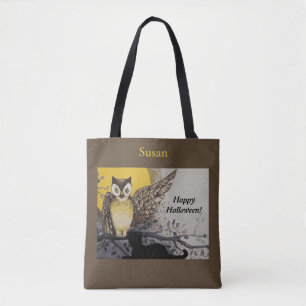 Tote Bag Aile de la Chouette de nuit vintage sur Branche Lu