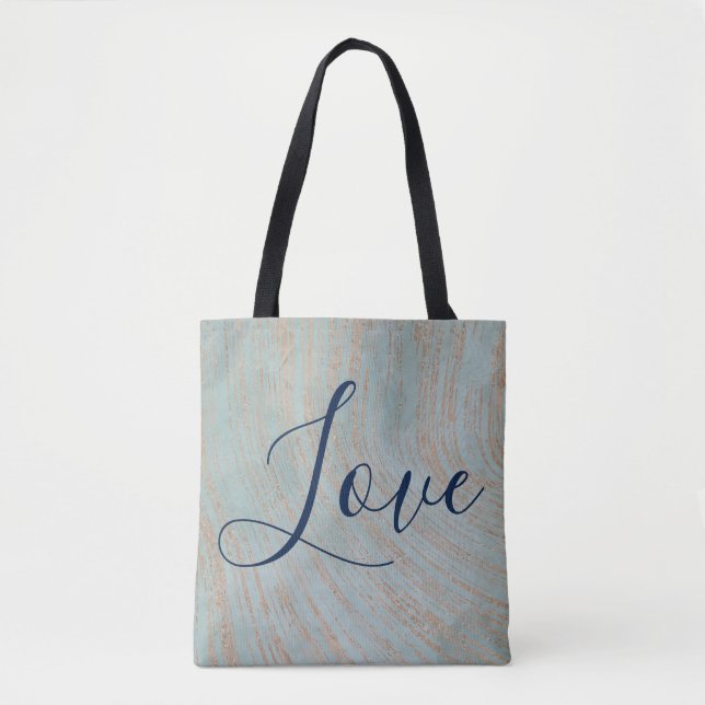 Tote Bag Aimer Bleu et Cuivre Beauté (Devant)