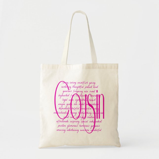 Tote Bag Aimer les mots pour un cousin (Devant)